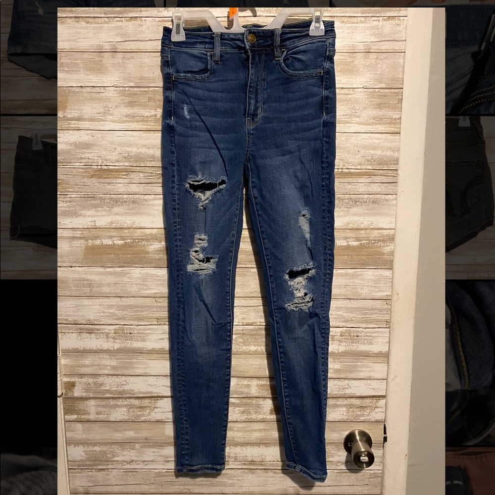 American Eagle High-Rise Distressed Skinny Jeggings Size 4